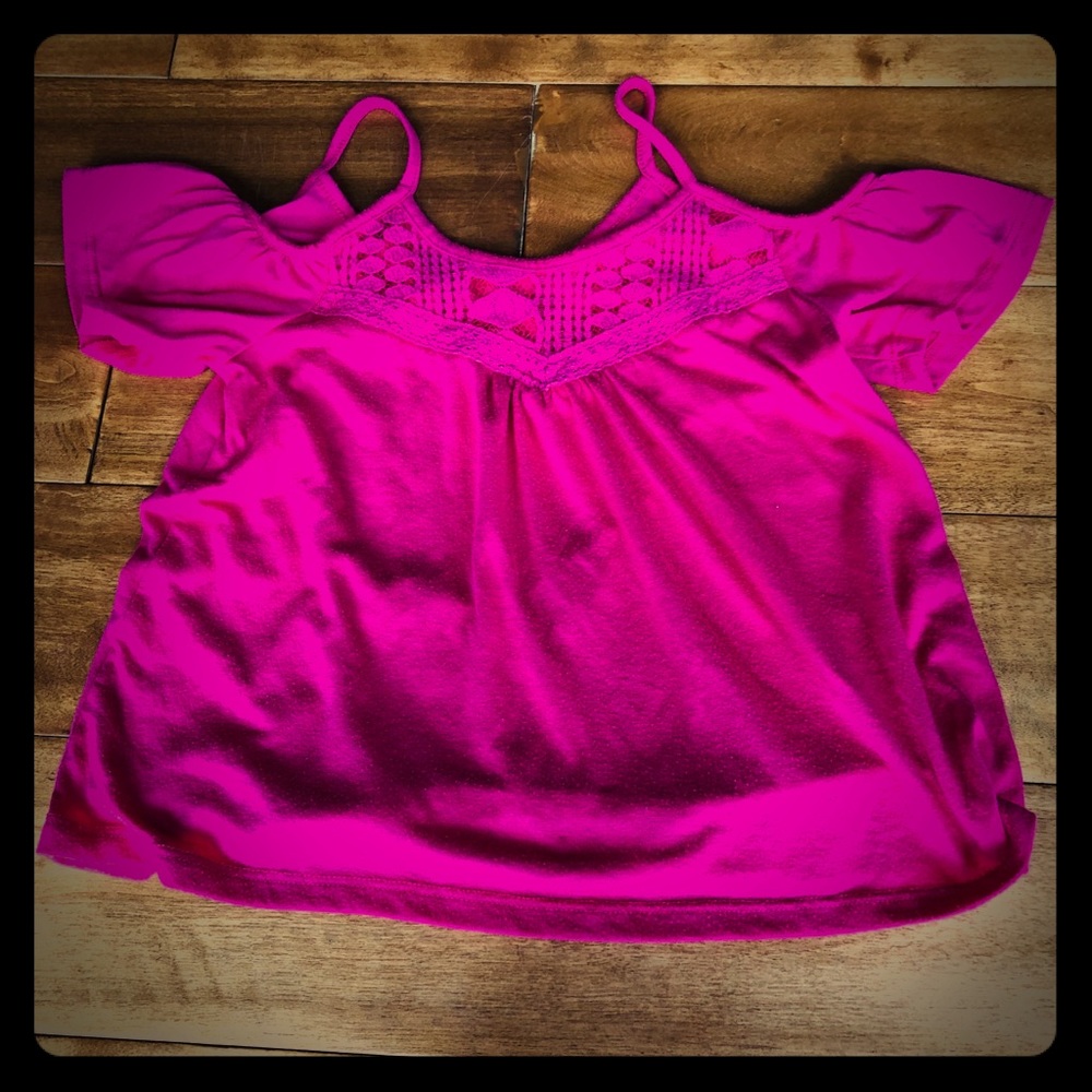 Girls Pink Laced Cold Shoulder